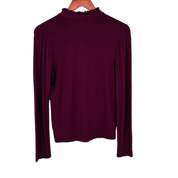 Ralph Lauren Womens PM Petite Medium Merlot Maroon Beaded Blouse Shirt Top - Picture 7 of 7